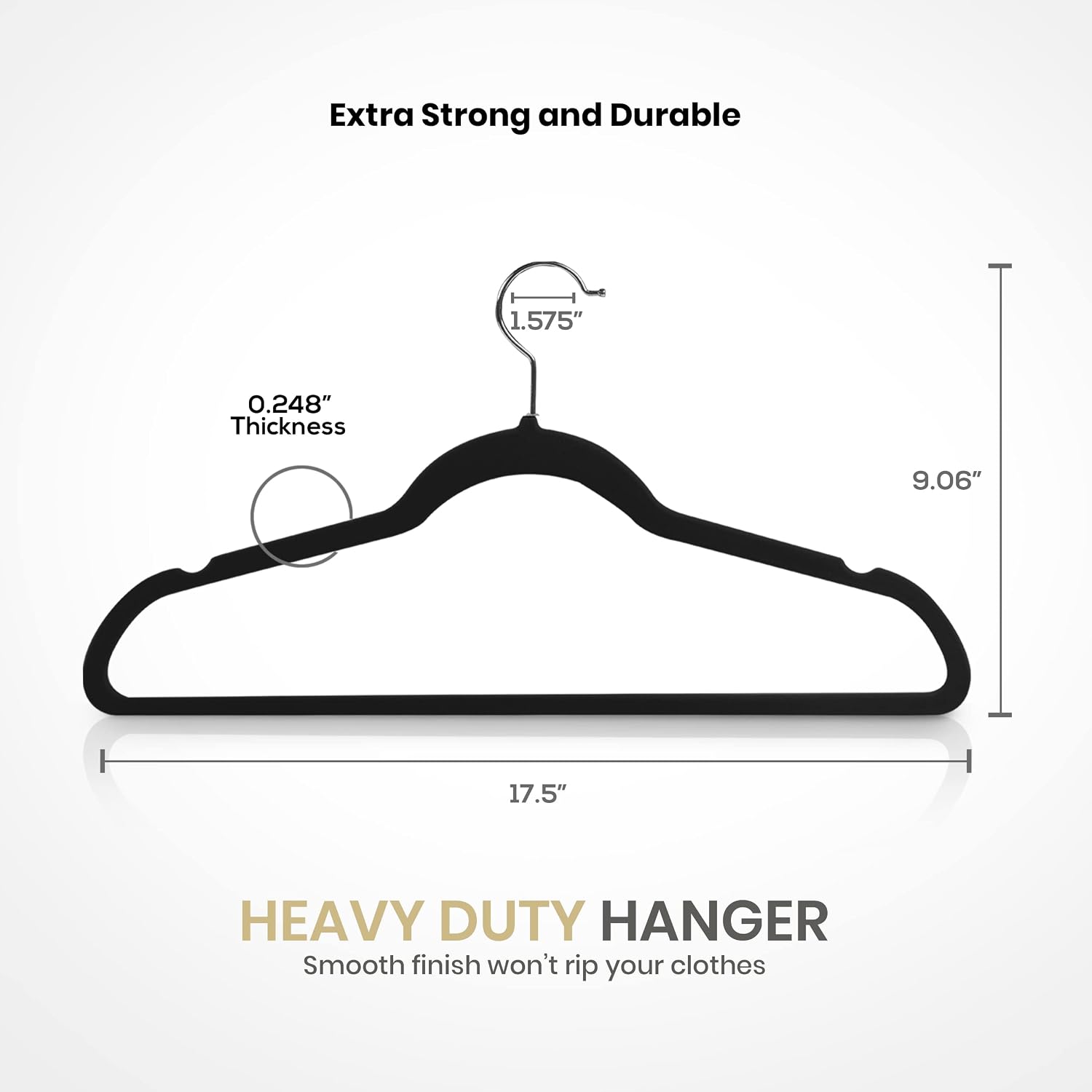 Utopia Home Velvet Hangers 50 Pack – Luxury Non-Slip Slim Hangers Black | Luxury Non-Slip Slim Pant & Coat Hangers. Strong Space-Saving Clothes Hangers with Pants Bar and 360° Swivel Hook - Image 3