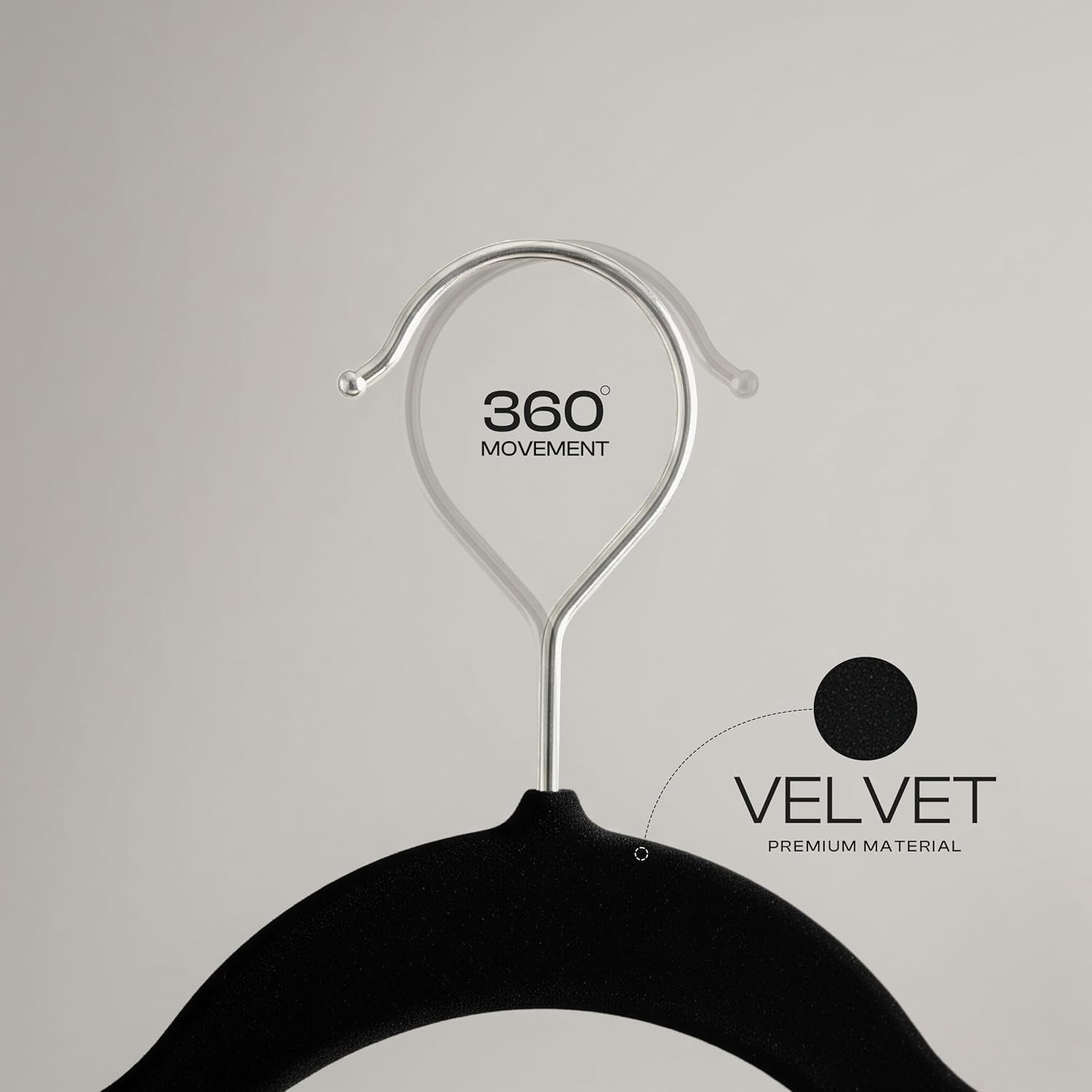 Utopia Home Velvet Hangers 50 Pack – Luxury Non-Slip Slim Hangers Black | Luxury Non-Slip Slim Pant & Coat Hangers. Strong Space-Saving Clothes Hangers with Pants Bar and 360° Swivel Hook - Image 5