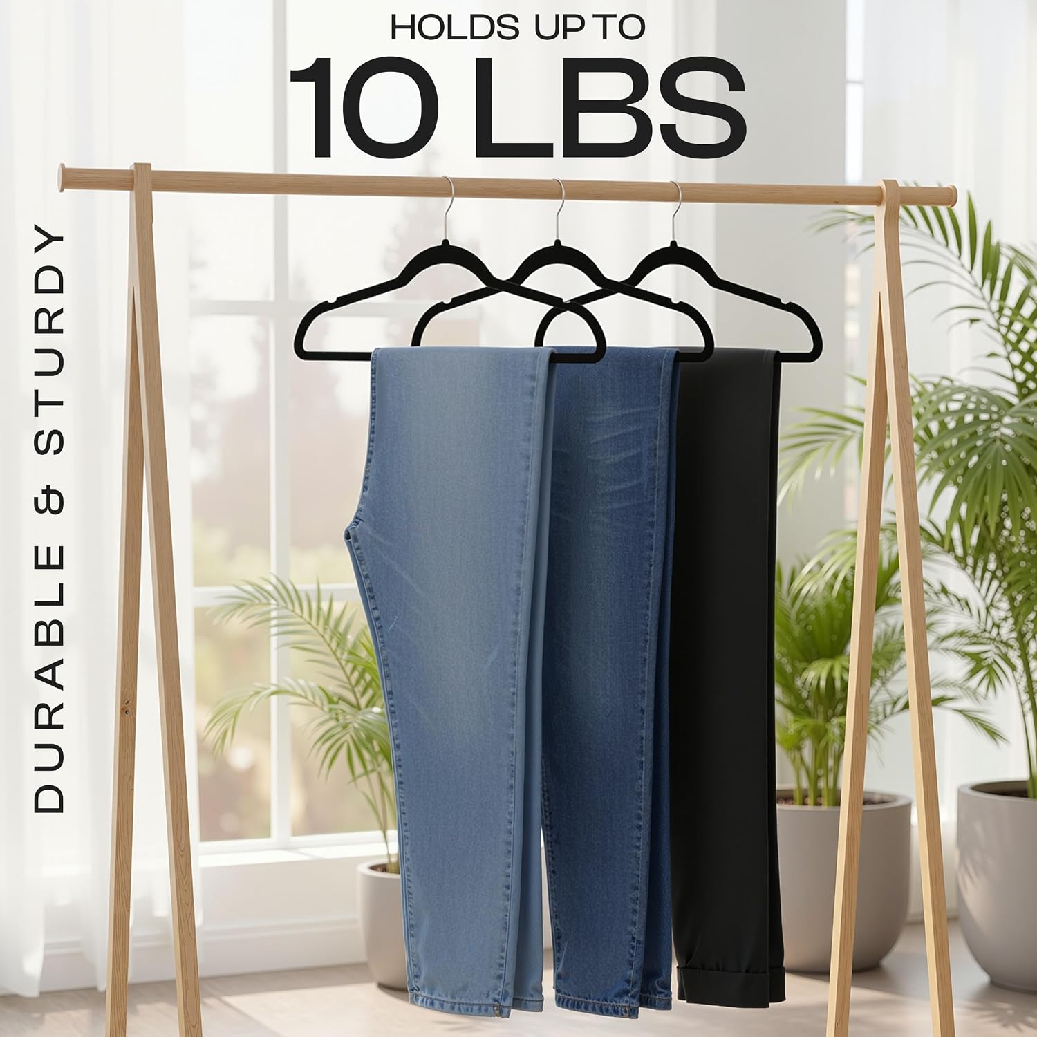 Utopia Home Velvet Hangers 50 Pack – Luxury Non-Slip Slim Hangers Black | Luxury Non-Slip Slim Pant & Coat Hangers. Strong Space-Saving Clothes Hangers with Pants Bar and 360° Swivel Hook - Image 7