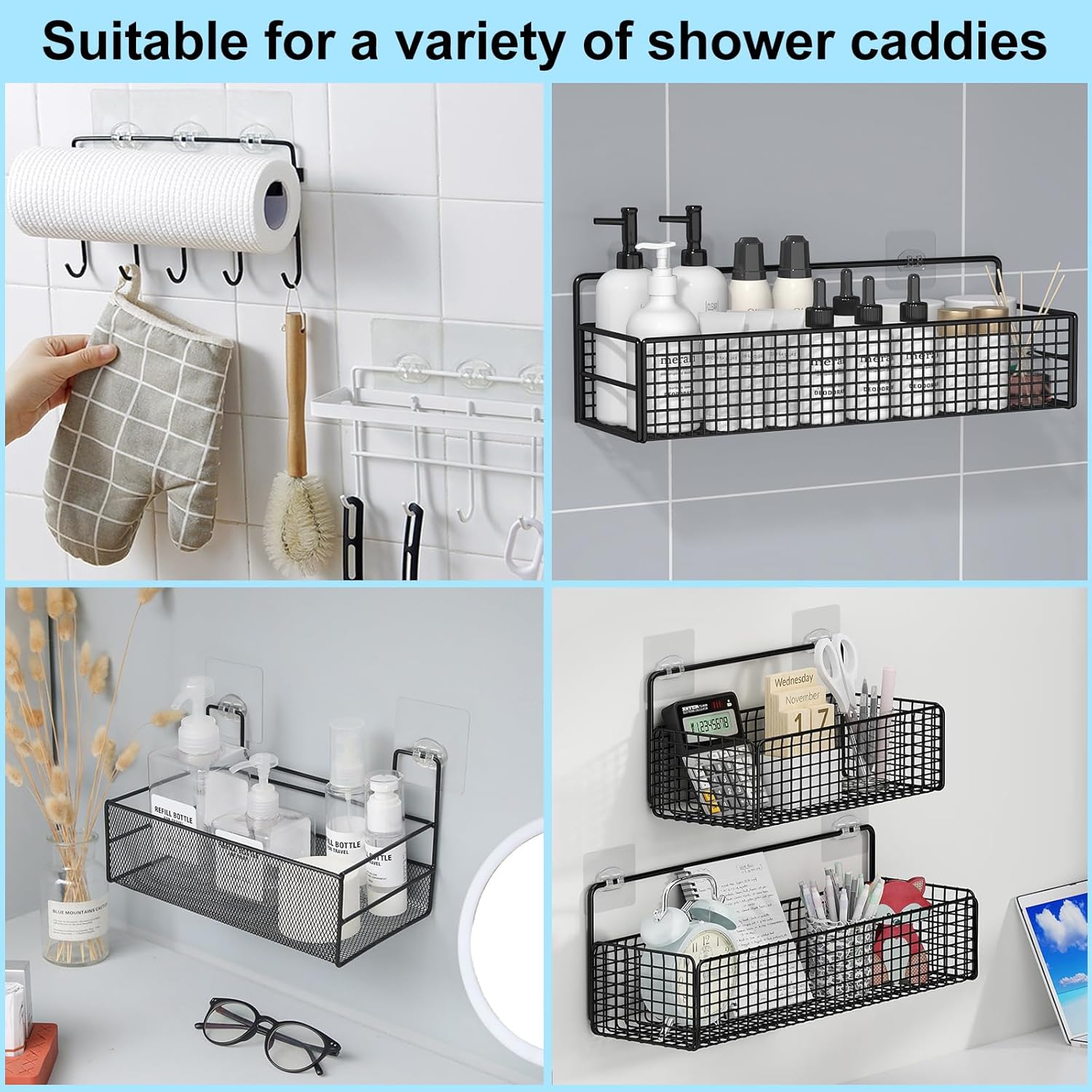 vivinin 15 Pack Shower Caddy Adhesive Replacement. Shower Shelf Adhesive No Drilling. Adhesive Hooks for Showe Caddy. Soap Holder. and Kitchen Racks - Image 6